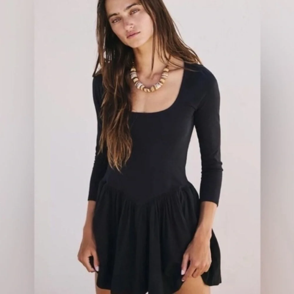 Free People Onda Drop-Waist Long-Sleeve Mini